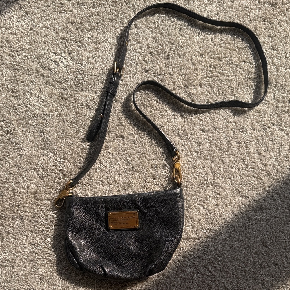 Marc Jacobs Black Crossbody Bag with Gold Accents